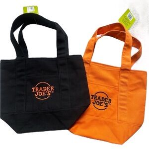 Brand New Trader Joe's Mini Totes x 2 in Black and Orange 2025 Fall Collection.